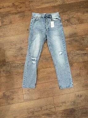 Vici Light Blue Boyfriend Jeans with Distressed Knees